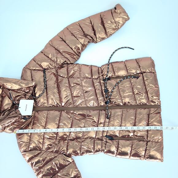 Desigual Jasmine Gold Metallic Puffer Padded Women's Jacket - US Size XS - NWT - Picture 9 of 14
